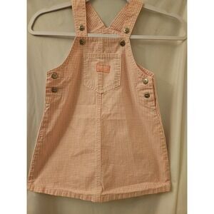 oshkosh vintage‎ Girls  Pink Gingham Overall Dress Romper